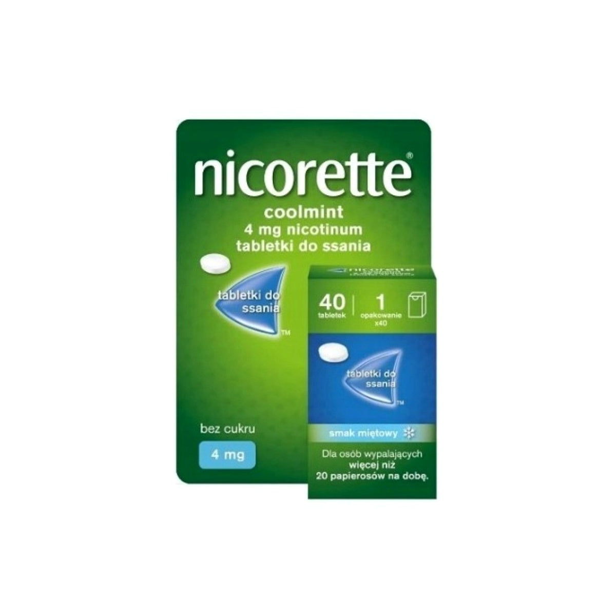 Nicorette Coolmint 4 mg nikotino pastilės, 40 vnt. – nikotino potraukiui mažinti