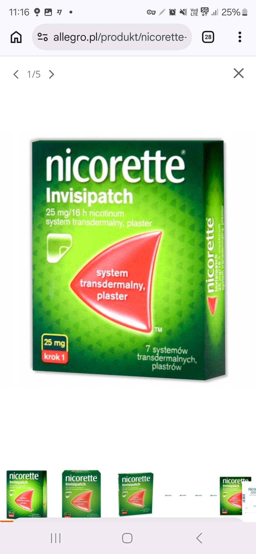 Nicorette Invisipatch 25 mg/16 h nikotino pleistrai, 7 vnt.
