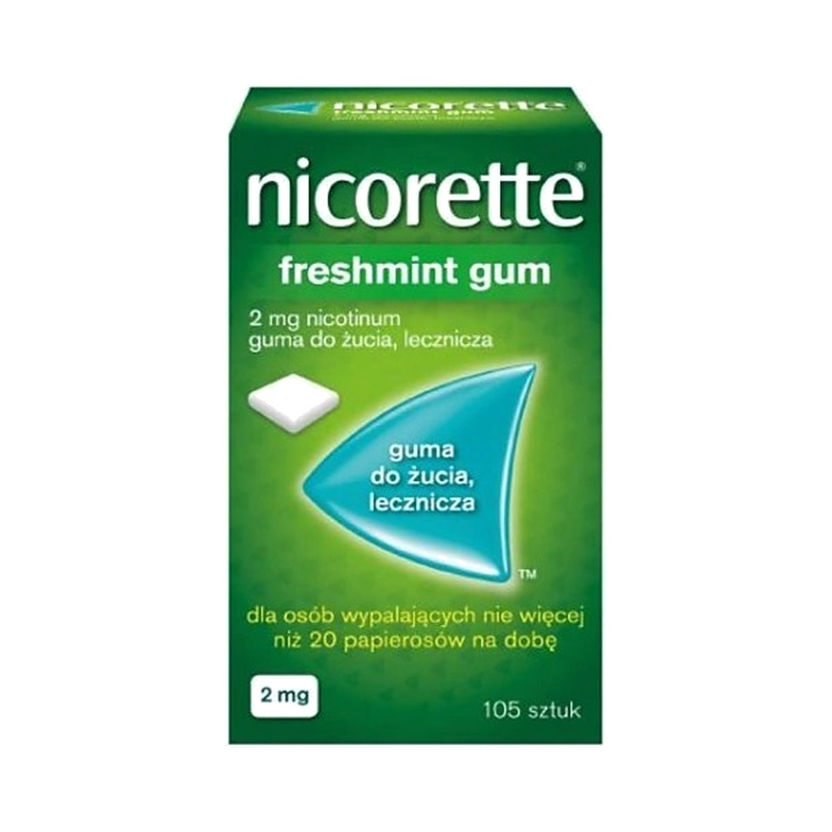Nicorette FreshMint 2 mg nikotino kramtomoji guma, 105 vnt